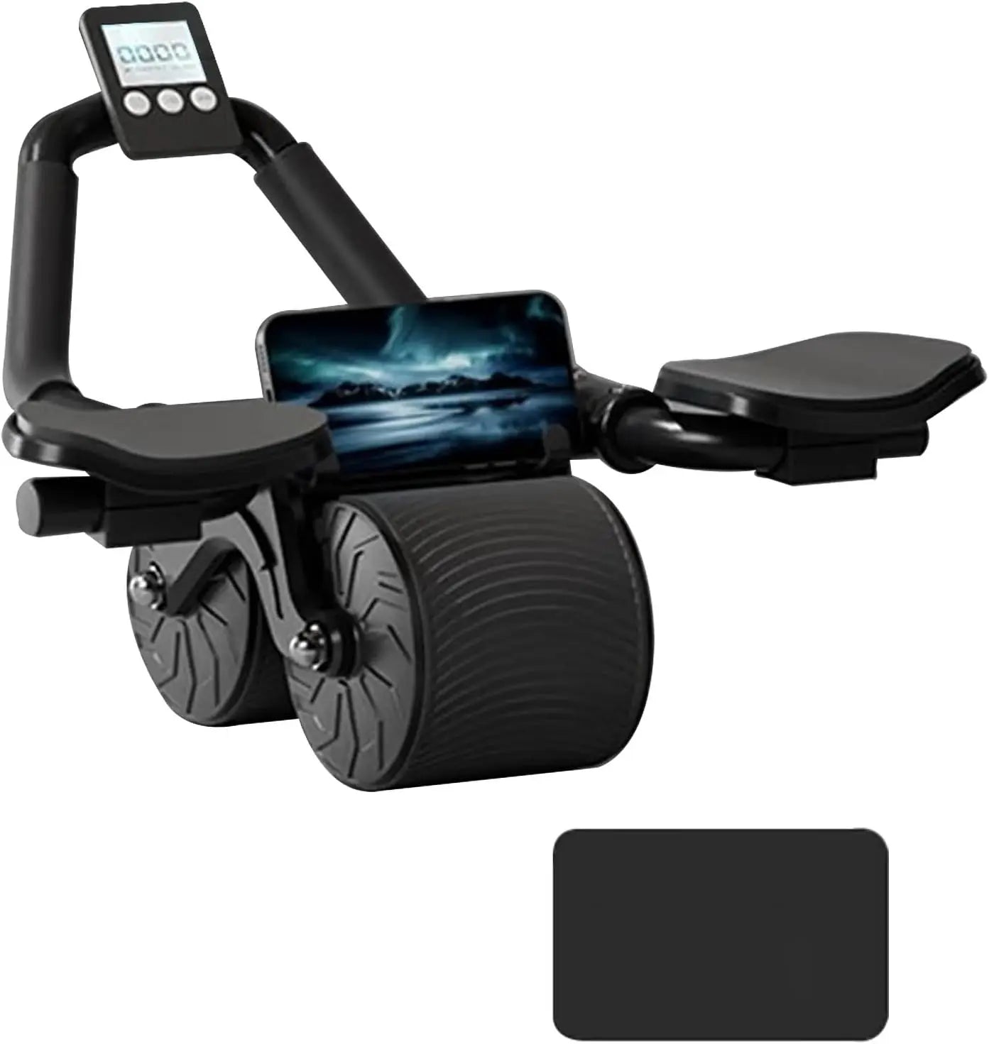 Ab Roller Wheel Workout Abdominal Fitness Wheel for Core Muscles Training with Digital Timer Phone Holder Smart Rebound Dual-Wheel Design Eco-Friendly Build Maquina Abdominal Total Body Rueda Summerwins,Summerwins