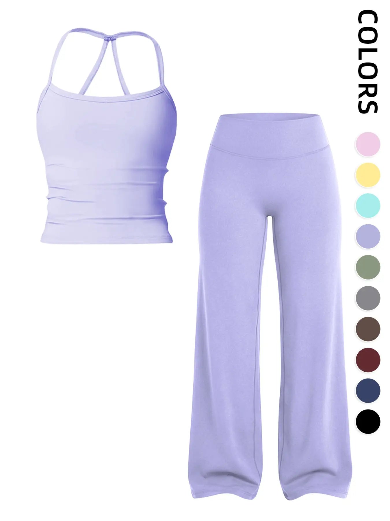 Women'S Outdoor Sports Tank Top and Pants Set, with Padded Bra, Ideal for Daily Commute, Yoga, Fitness, Leisure, Vacation, Athletic Yoga Set