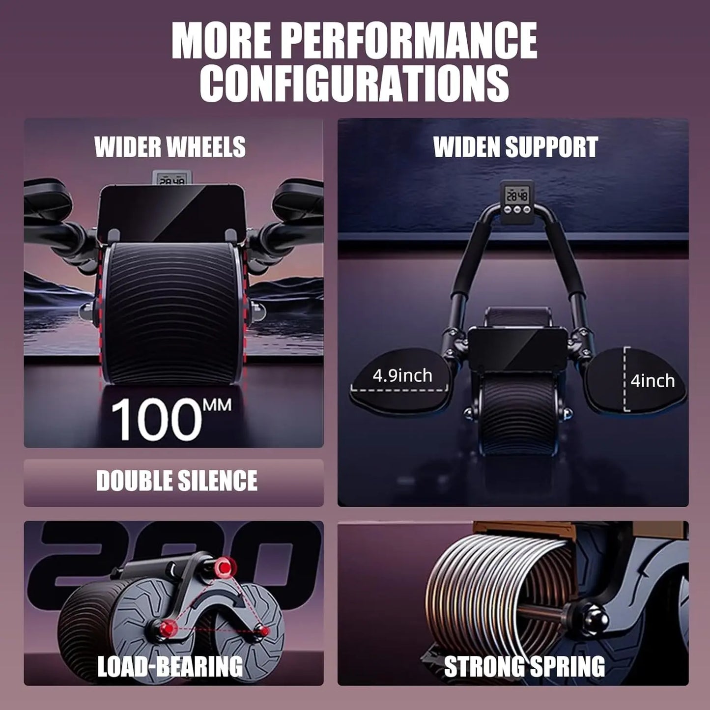 Ab Roller Wheel Workout Abdominal Fitness Wheel for Core Muscles Training with Digital Timer Phone Holder Smart Rebound Dual-Wheel Design Eco-Friendly Build Maquina Abdominal Total Body Rueda Summerwins,Summerwins