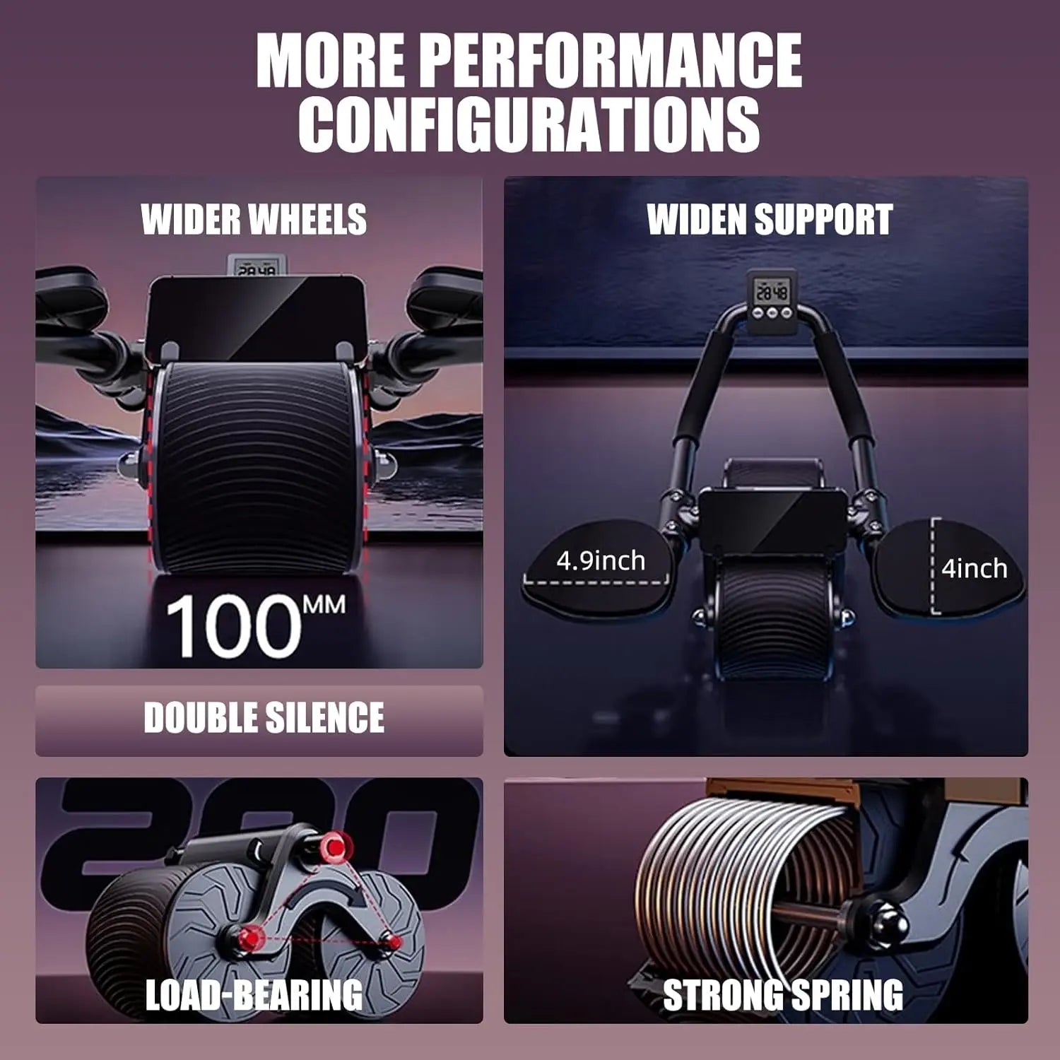Ab Roller Wheel Workout Abdominal Fitness Wheel for Core Muscles Training with Digital Timer Phone Holder Smart Rebound Dual-Wheel Design Eco-Friendly Build Maquina Abdominal Total Body Rueda Summerwins,Summerwins