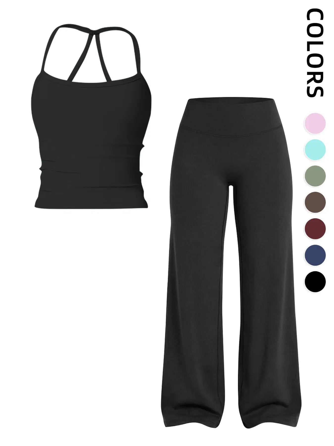 Women'S Outdoor Sports Tank Top and Pants Set, with Padded Bra, Ideal for Daily Commute, Yoga, Fitness, Leisure, Vacation, Athletic Yoga Set