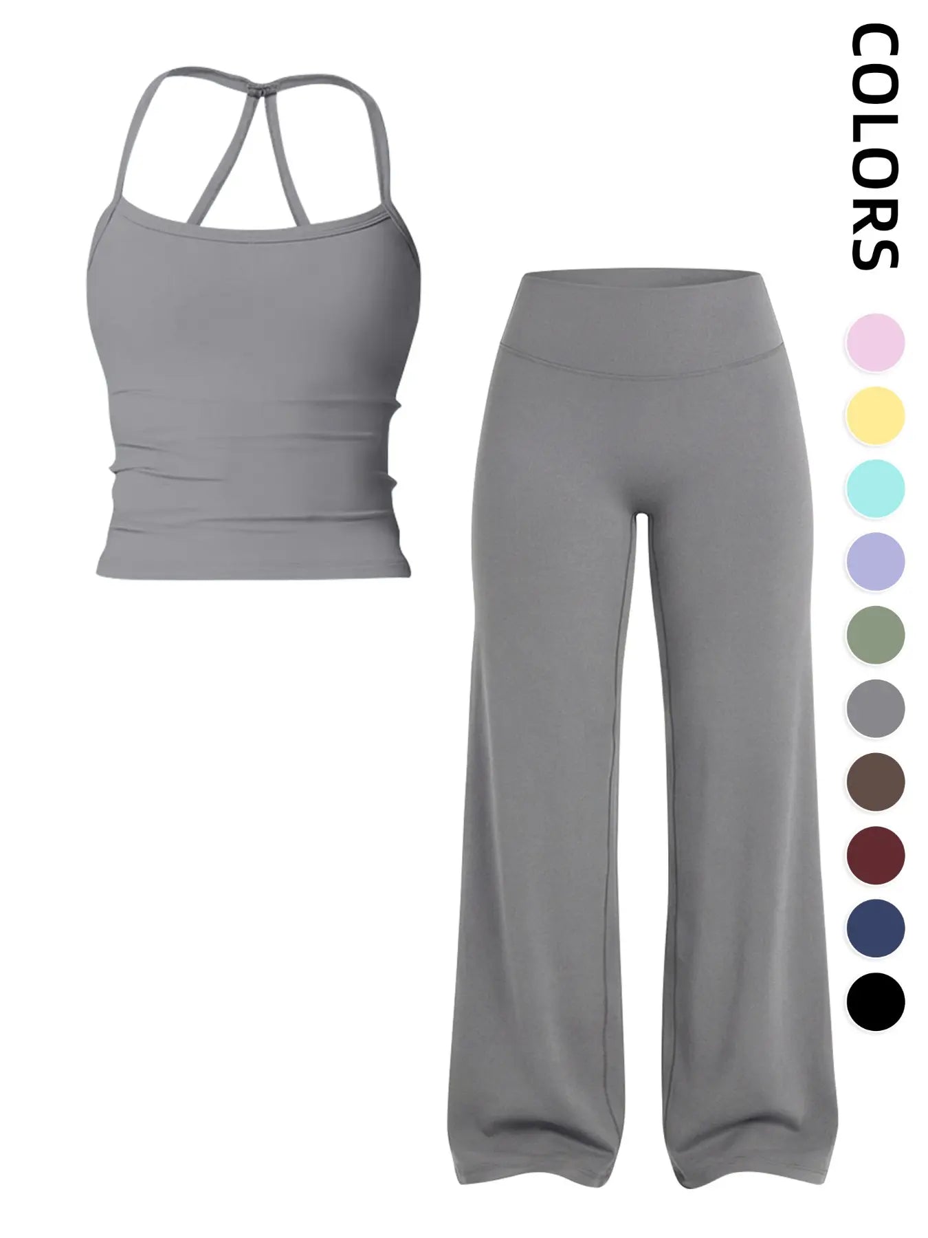 Women'S Outdoor Sports Tank Top and Pants Set, with Padded Bra, Ideal for Daily Commute, Yoga, Fitness, Leisure, Vacation, Athletic Yoga Set