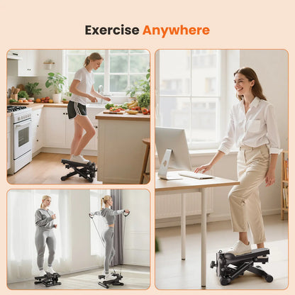 Mini Stepper for Exercise at Home, Stair Stepper Machine with Resistance Bands, Compact Cardio Step Machine, Adjustable Workout Equipment for Home Office Small Spaces Home Fitness Equipment