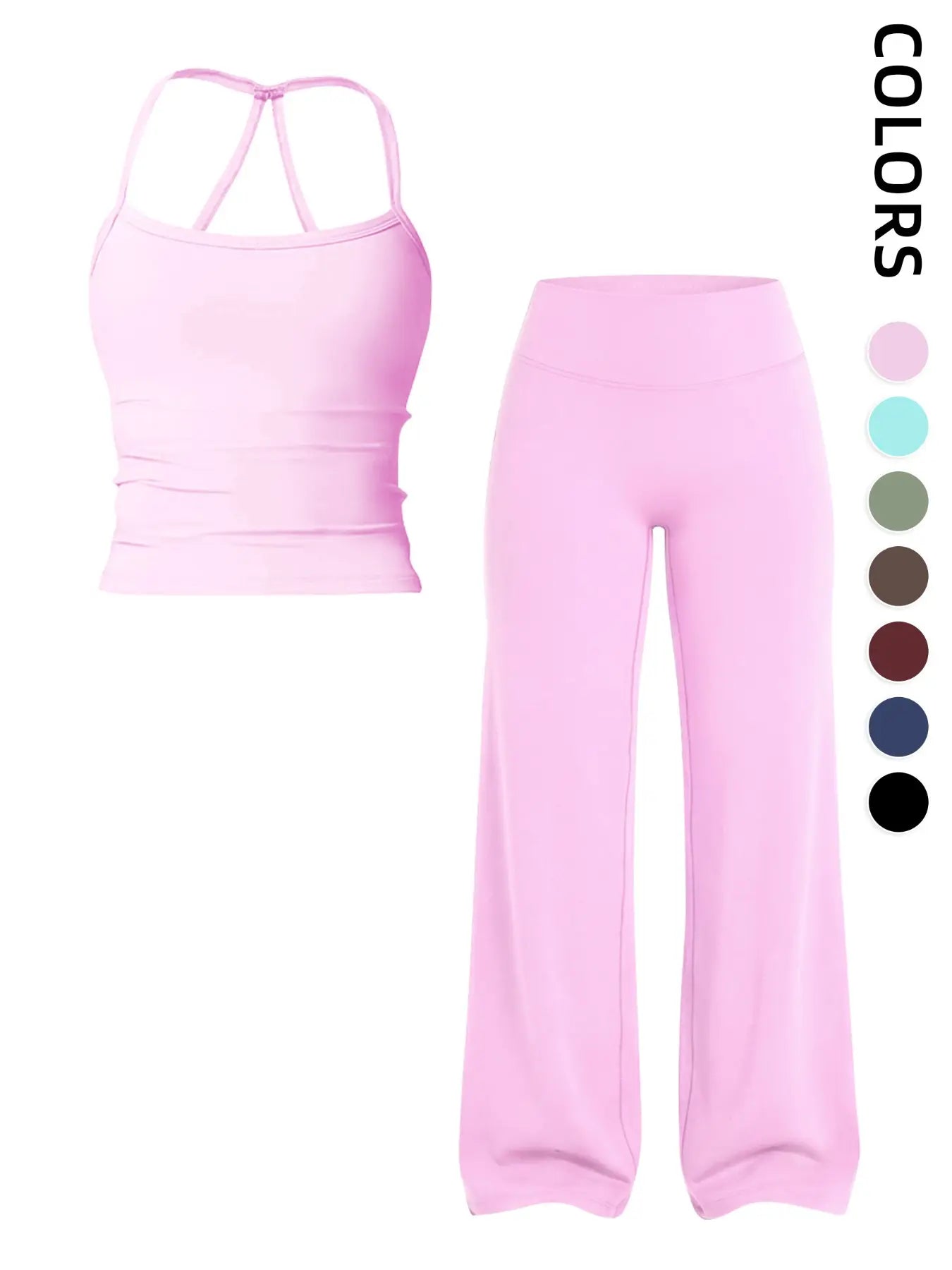 Women'S Outdoor Sports Tank Top and Pants Set, with Padded Bra, Ideal for Daily Commute, Yoga, Fitness, Leisure, Vacation, Athletic Yoga Set