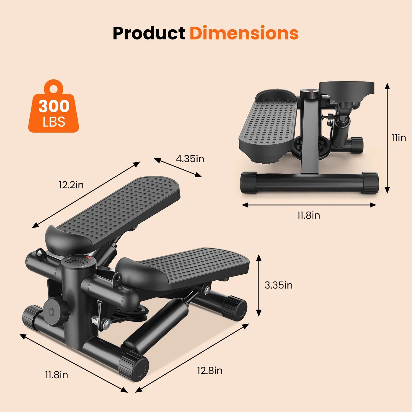 Mini Stepper for Exercise at Home, Stair Stepper Machine with Resistance Bands, Compact Cardio Step Machine, Adjustable Workout Equipment for Home Office Small Spaces Home Fitness Equipment