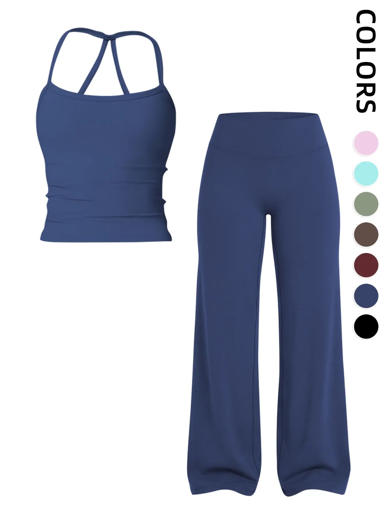 Women'S Outdoor Sports Tank Top and Pants Set, with Padded Bra, Ideal for Daily Commute, Yoga, Fitness, Leisure, Vacation, Athletic Yoga Set