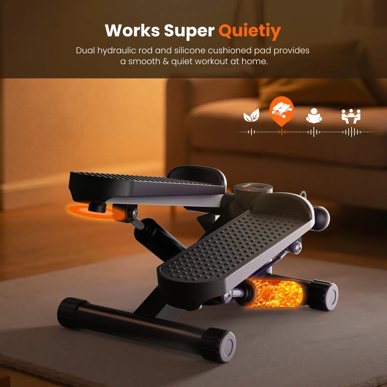 Mini Stepper for Exercise at Home, Stair Stepper Machine with Resistance Bands, Compact Cardio Step Machine, Adjustable Workout Equipment for Home Office Small Spaces Home Fitness Equipment