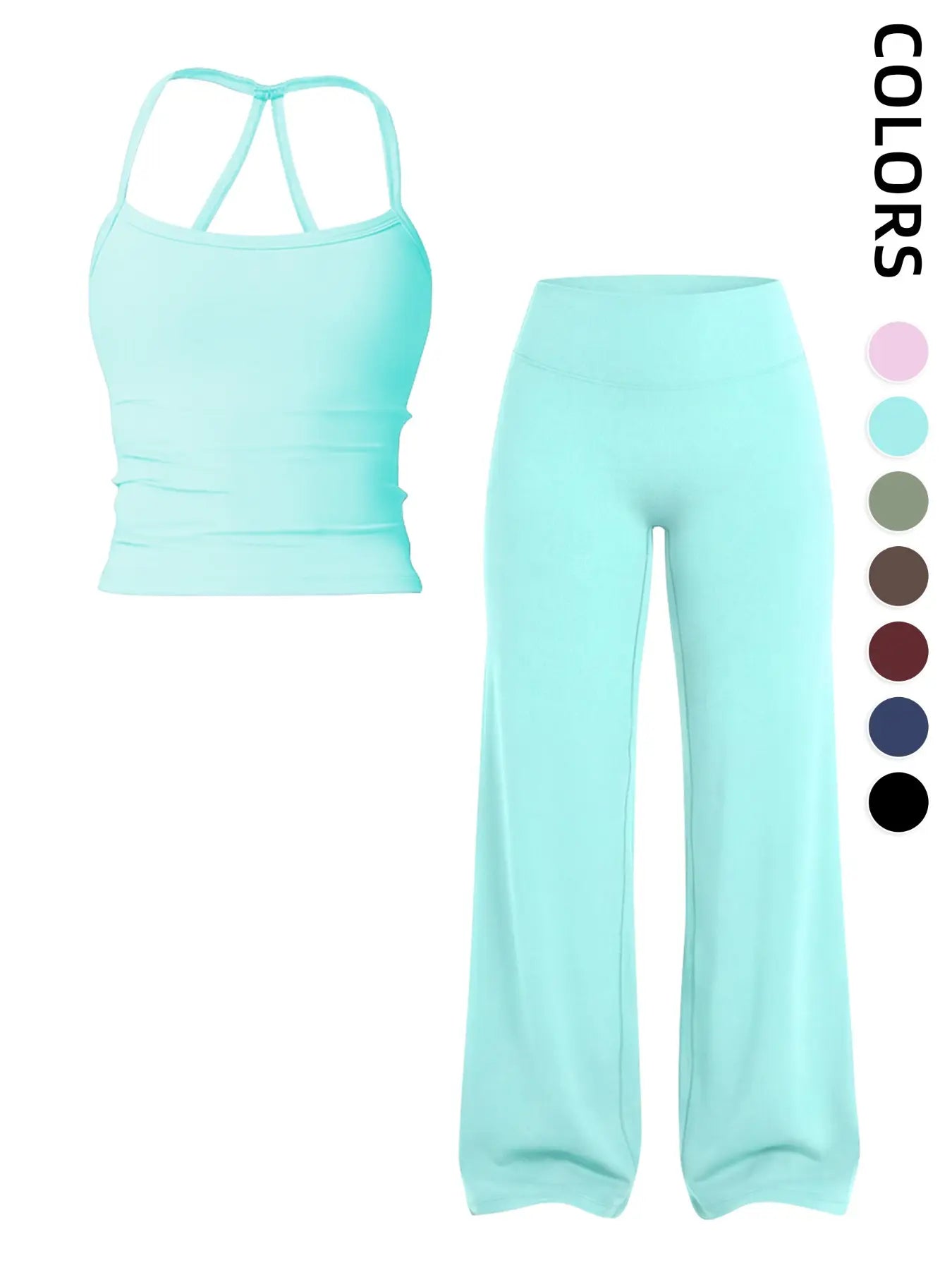 Women'S Outdoor Sports Tank Top and Pants Set, with Padded Bra, Ideal for Daily Commute, Yoga, Fitness, Leisure, Vacation, Athletic Yoga Set